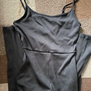 Black Ribbed Jumpsuit
